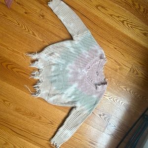 Main Strip multicolor sweater with fringe detail - size L